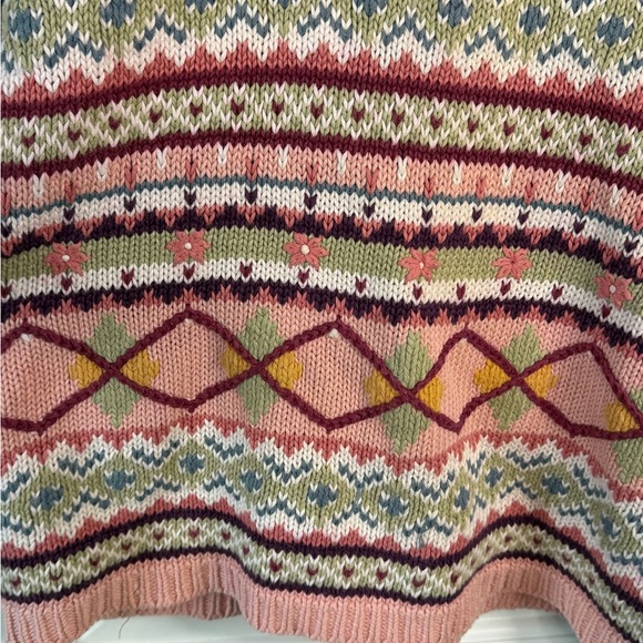 Vintage Forenza Women’s Cottagecore Colorful Knit Spring 90s V-Neck Sweater - Picture 4 of 7